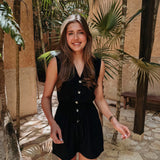 CLARISA BLACK LINEN PLAYSUIT