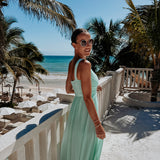 NABILA ALLURE AQUA BLUE ONE SHOULDER DRESS