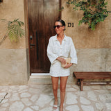 ANDALE ECRU STRIPED BLOUSE