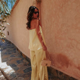 DINA YELLOW SATIN TWO-PIECE SET