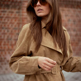 WHISPERING WIND BEIGE BELT SUEDE JACKET