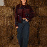 MELINA BORDEAUX/DARK BLUE FRINGE JACKET