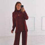WYNDI BORDEAUX COMFY TWO-PIECE SET