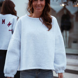 MOMMY GREY SWEATER - DARK BLUE LETTERS