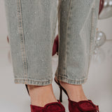 PRE-ORDER LIGHT BLUE RHINESTONE BALLOON JEANS A3349