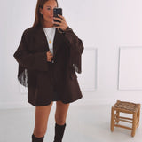 JOLENE BROWN FRINGE BLAZER