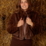 PRESCOTT BROWN FAUX FUR JACKET