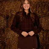 LIVARA BROWN CHECKERED BLOUSE