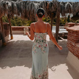 CHOUROUK MINT GREEN FLOWER DRESS