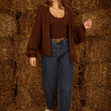 THEA BROWN TOP AND CARDIGAN SET