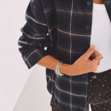 KIRSTEN DARK BLUE CHECKERED BLOUSE