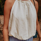 AZMARA WHITE HALTER TOP