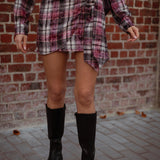 HAZY HUG BORDEAUX CHECKERED SKIRT