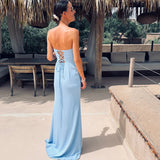 PALMIRA BLUE BUSTIER DRESS