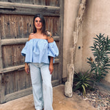 HOLA BLUE OFF SHOULDER BLOUSE