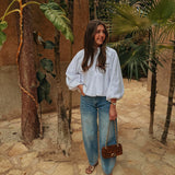 PARADISE WHITE OPEN BACK BLOUSE