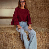 DIXIE BORDEAUX BLOUSE