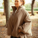 HELLO OCTOBER TAUPE PUFFER JACKET