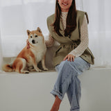 JULIE KHAKI SLEEVELESS BLAZER