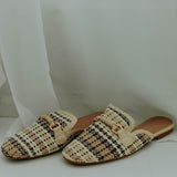 BEIGE RAFFIA LOAFERS