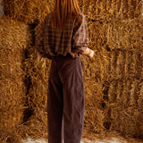 YOLANDA BROWN CHECKERED BLOUSE