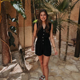 CLARISA BLACK LINEN PLAYSUIT
