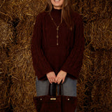 AVERY BROWN CABLE KNIT SWEATER