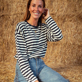 BRIONY DARK BLUE STRIPED LONGSLEEVE SHIRT