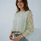 ARIANA MINT LACE BLOUSE
