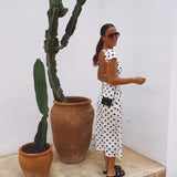 CALA SERENA BLACK/WHITE POLKADOTS DRESS