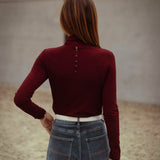 LILIBETH BORDEAUX LONGSLEEVE TURTLENECK SHIRT
