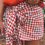 MICHELLE RED CHECKERED SKORT