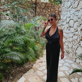 NATALIA BLACK HALTER JUMPSUIT