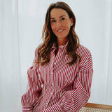SWEETHEART RED/WHITE STRIPED BLOUSE