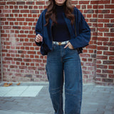 HYACINTH DARK BLUE SUEDE JACKET