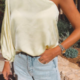 LEONA YELLOW ONE SHOULDER BLOUSE