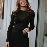 HARVESTON BLACK LONGSLEEVE TOP