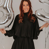 MAGIC NIGHT BLACK SATIN DRESS