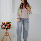 MIRTHE PASTEL MULTICOLOR STRIPED KNIT SWEATER