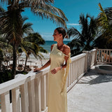 BRUMA DE LUNA LIGHT YELLOW ONE SHOULDER DRESS