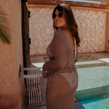 RUBIA TAUPE CROCHET DRESS