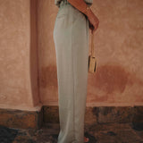 DAHAB SAGE GREEN SATIN PANTS