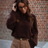 MACKENZIE BROWN KNIT SWEATER