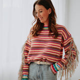 RAINBOW STRIPED MULTICOLOR KNIT SWEATER
