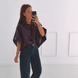 SAVANNAH BURGUNDY LEATHER BLOUSE