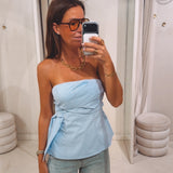 CHARLIE LIGHT BLUE STRAPLESS TOP