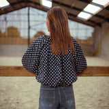 EUDORA DARK BLUE POLKADOTS BLOUSE