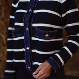 TAWNY DARK BLUE STRIPED CARDIGAN