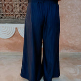MEKNES DARK BLUE STRIPED BELT PANTS