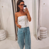 MAITHE ECRU POLKADOTS BUSTIER TOP